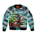 Custom Power Rugby Merry Christmas Sleeve Zip Bomber Jacket Indigenous Australian Art