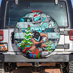 Power Football Merry Christmas Spare Tire Cover Indigenous Australian Art