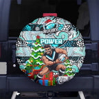 Power Football Merry Christmas Spare Tire Cover Indigenous Australian Art