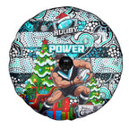 Power Football Merry Christmas Spare Tire Cover Indigenous Australian Art