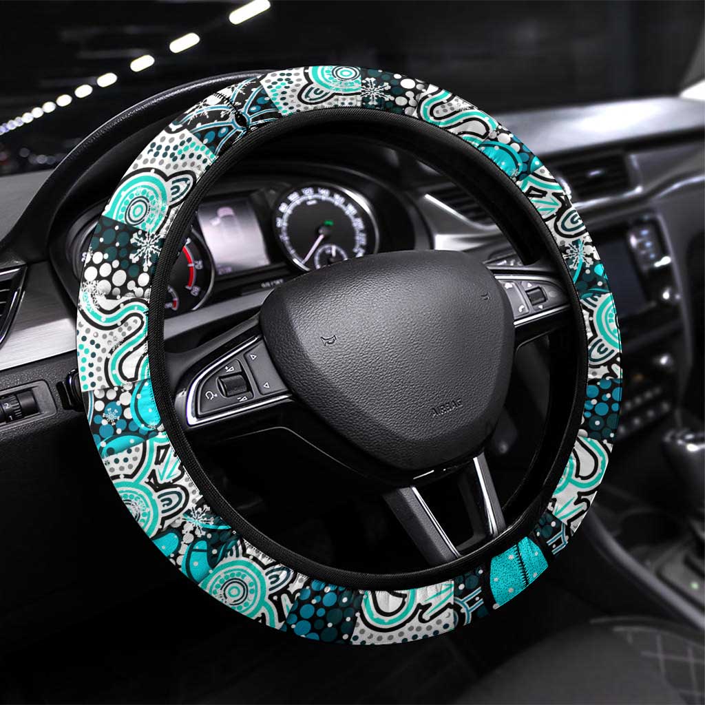 Power Football Merry Christmas Steering Wheel Cover Indigenous Australian Art