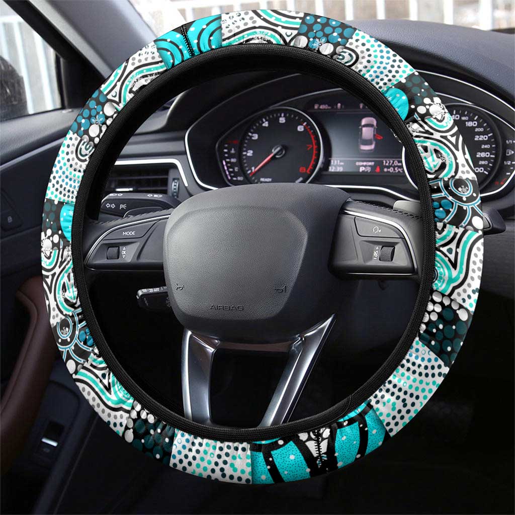 Power Football Merry Christmas Steering Wheel Cover Indigenous Australian Art