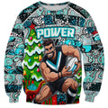 Custom Power Rugby Merry Christmas Sweatshirt Indigenous Australian Art