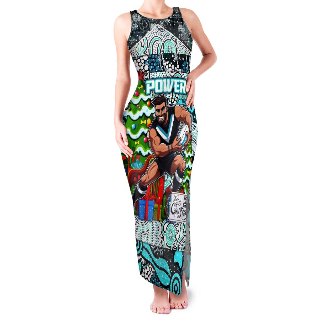 Custom Power Rugby Merry Christmas Tank Maxi Dress Indigenous Australian Art