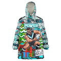 Custom Power Rugby Merry Christmas Wearable Blanket Hoodie Indigenous Australian Art
