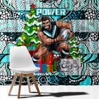 Power Football Merry Christmas Window Curtain Indigenous Australian Art