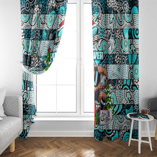 Power Football Merry Christmas Window Curtain Indigenous Australian Art