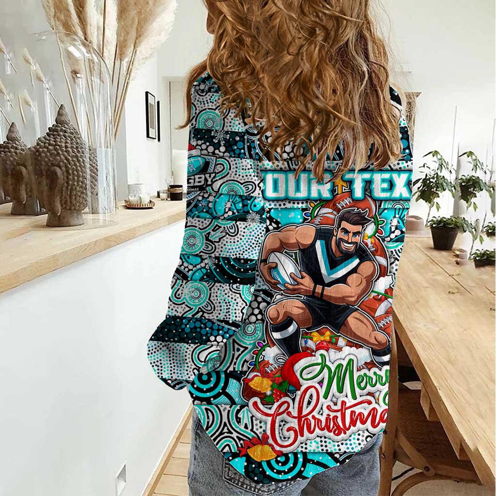 Custom Power Rugby Merry Christmas Women Casual Shirt Indigenous Australian Art