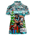 Custom Power Rugby Merry Christmas Women Polo Shirt Indigenous Australian Art