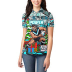 Custom Power Rugby Merry Christmas Women Polo Shirt Indigenous Australian Art