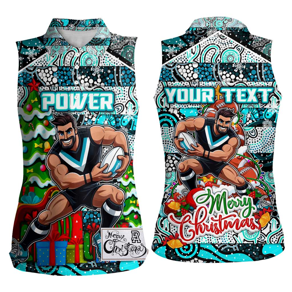 Custom Power Rugby Merry Christmas Women Sleeveless Polo Shirt Indigenous Australian Art