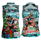 Custom Power Rugby Merry Christmas Women Sleeveless Polo Shirt Indigenous Australian Art