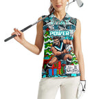 Custom Power Rugby Merry Christmas Women Sleeveless Polo Shirt Indigenous Australian Art