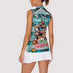 Custom Power Rugby Merry Christmas Women Sleeveless Polo Shirt Indigenous Australian Art