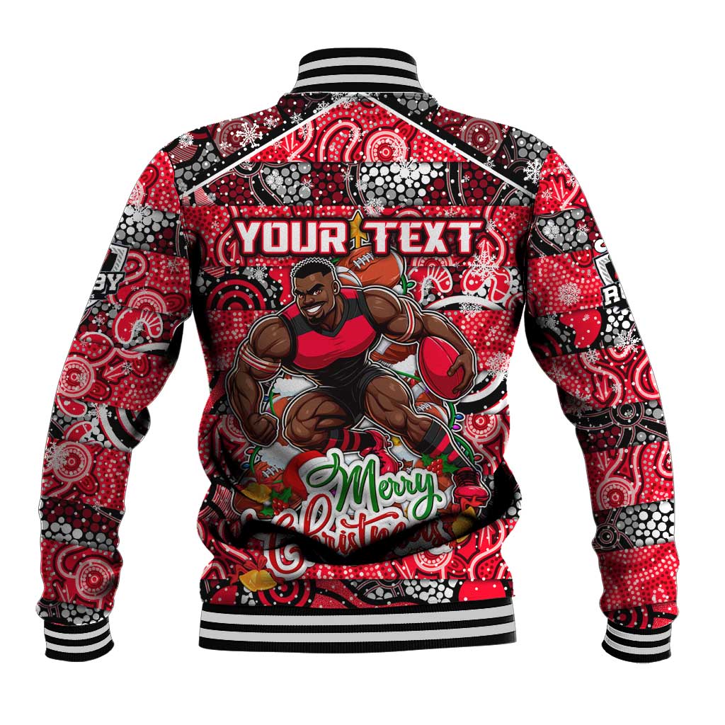 Custom Bombers Rugby Merry Christmas Baseball Jacket Indigenous Australian Art