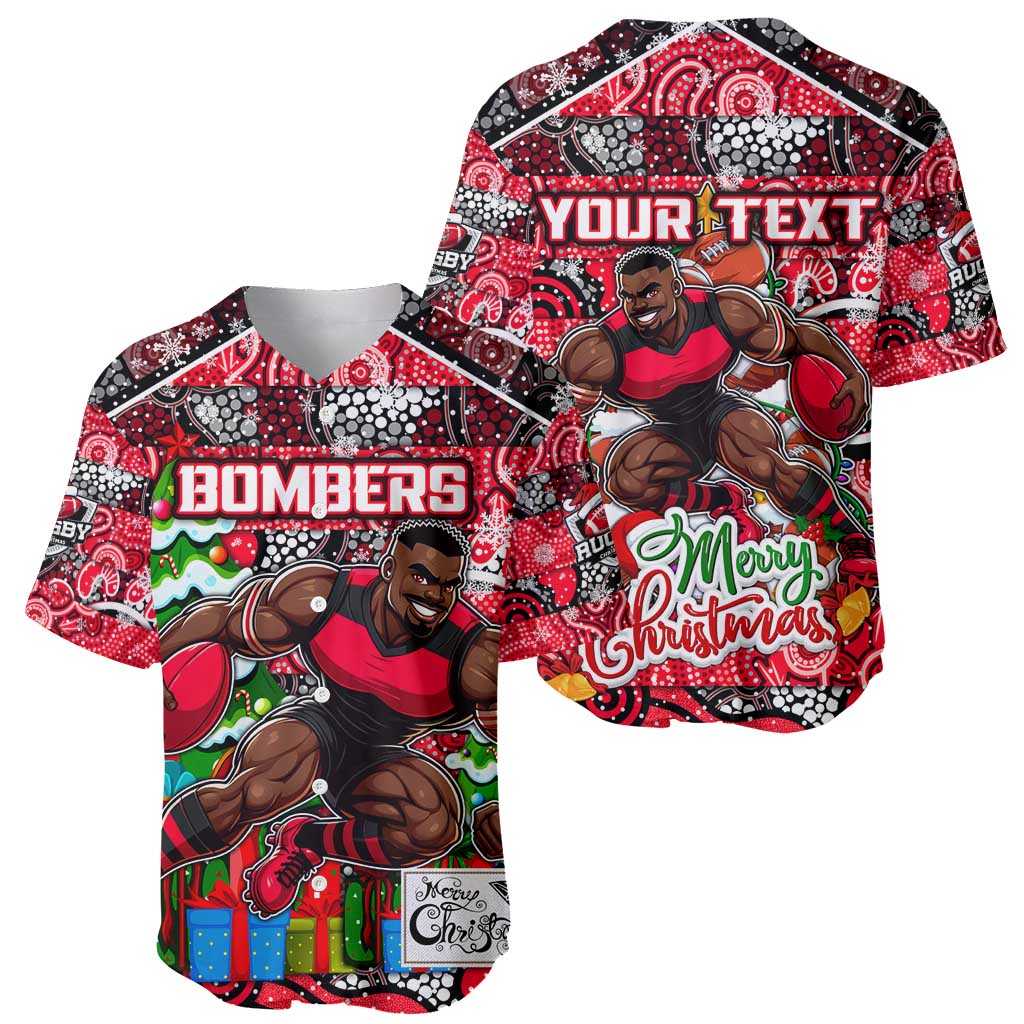 Custom Bombers Rugby Merry Christmas Baseball Jersey Indigenous Australian Art