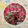 Bombers Football Merry Christmas Beach Blanket Indigenous Australian Art