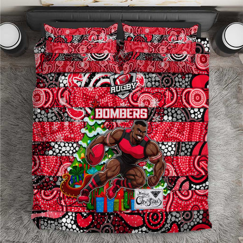 Bombers Football Merry Christmas Bedding Set Indigenous Australian Art