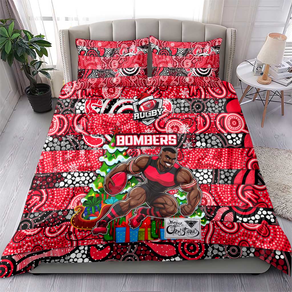 Bombers Football Merry Christmas Bedding Set Indigenous Australian Art