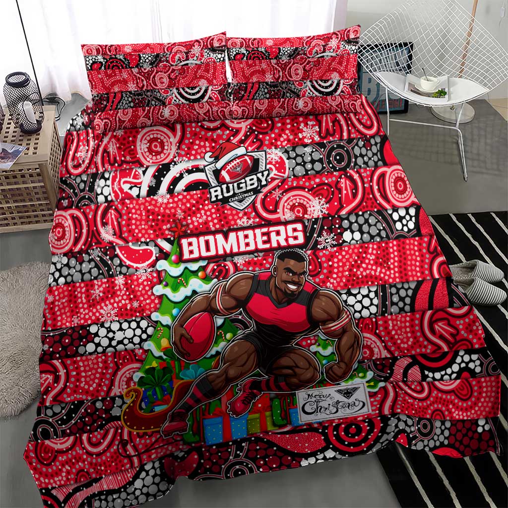 Bombers Football Merry Christmas Bedding Set Indigenous Australian Art