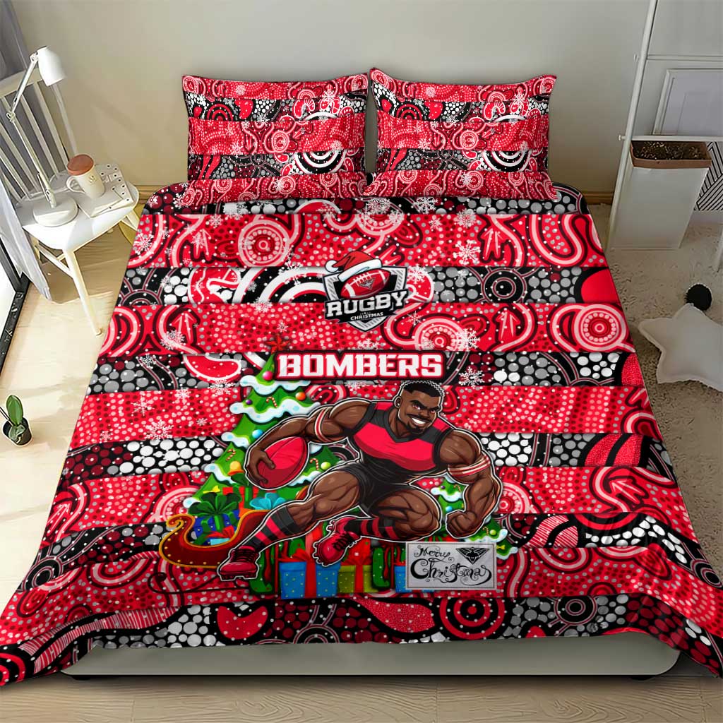 Bombers Football Merry Christmas Bedding Set Indigenous Australian Art