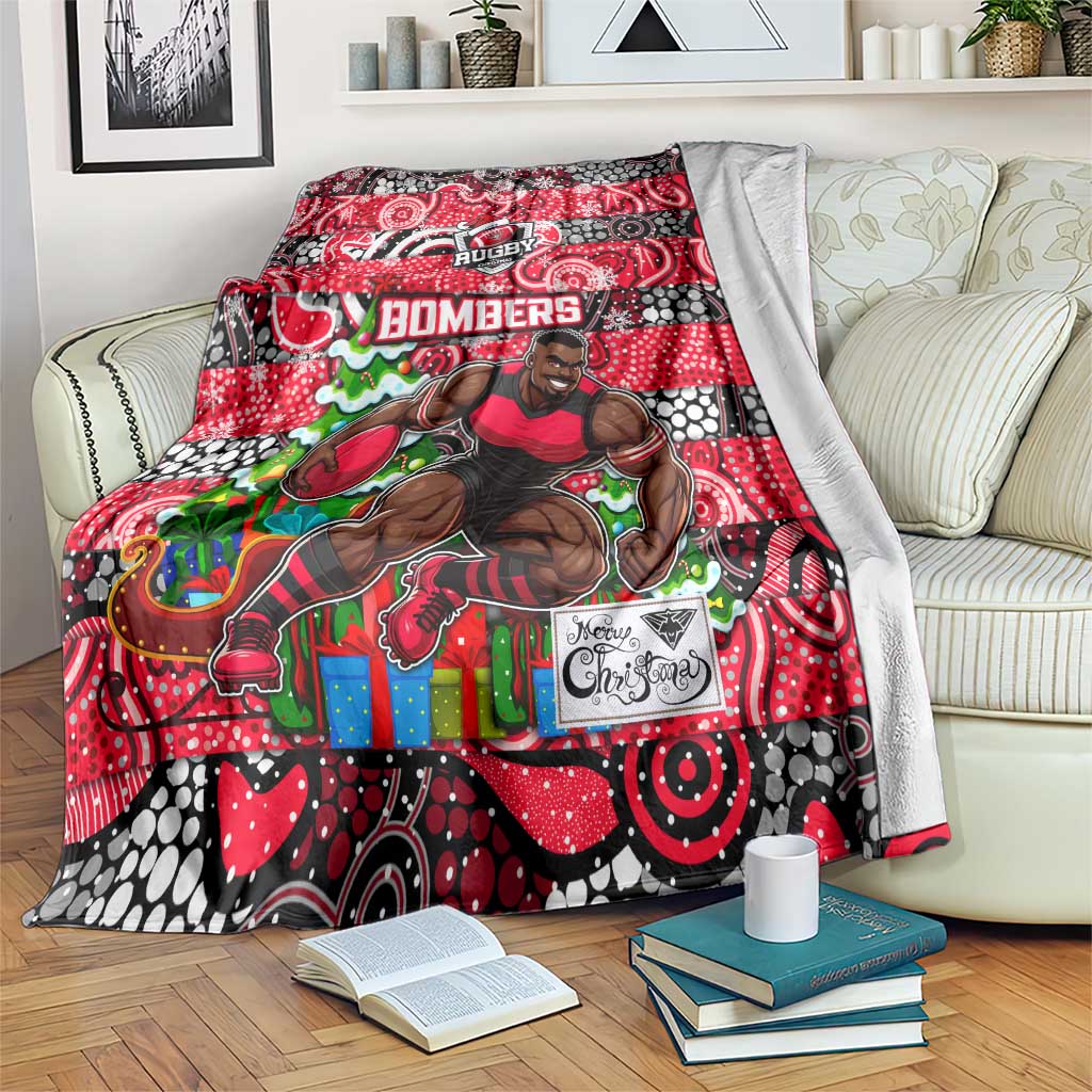 Bombers Football Merry Christmas Blanket Indigenous Australian Art