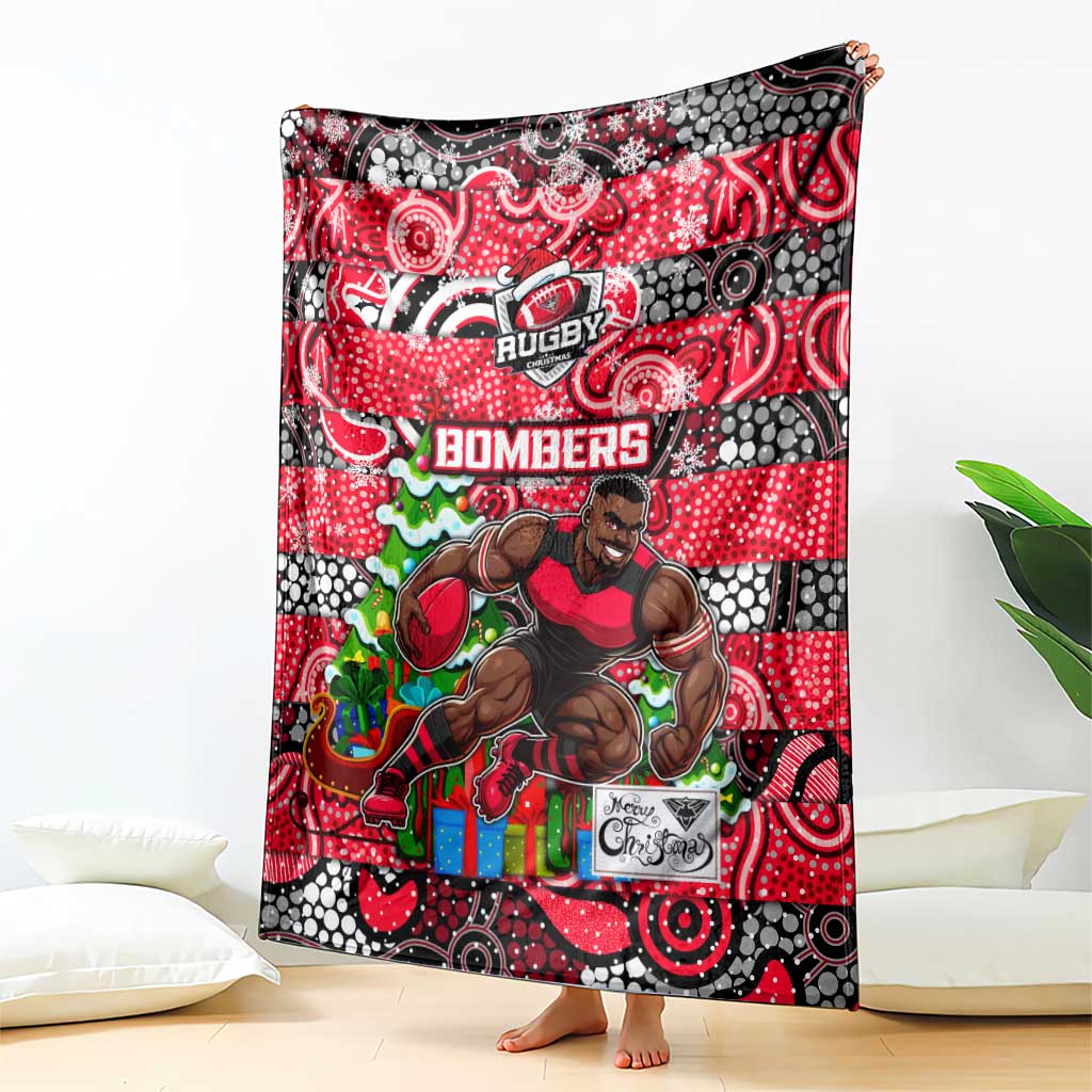 Bombers Football Merry Christmas Blanket Indigenous Australian Art