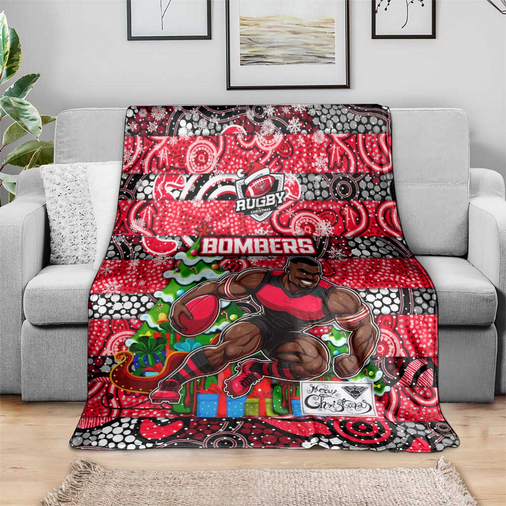 Bombers Football Merry Christmas Blanket Indigenous Australian Art