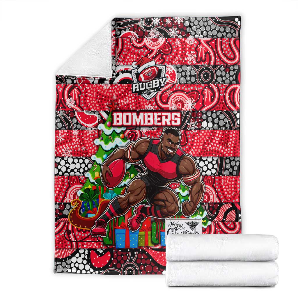Bombers Football Merry Christmas Blanket Indigenous Australian Art