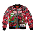 Custom Bombers Rugby Merry Christmas Bomber Jacket Indigenous Australian Art