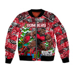 Custom Bombers Rugby Merry Christmas Bomber Jacket Indigenous Australian Art