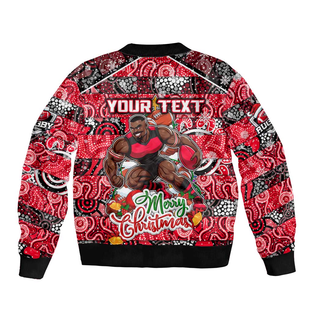 Custom Bombers Rugby Merry Christmas Bomber Jacket Indigenous Australian Art
