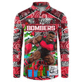 Custom Bombers Rugby Merry Christmas Button Sweatshirt Indigenous Australian Art