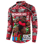 Custom Bombers Rugby Merry Christmas Button Sweatshirt Indigenous Australian Art