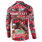 Custom Bombers Rugby Merry Christmas Button Sweatshirt Indigenous Australian Art
