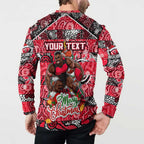 Custom Bombers Rugby Merry Christmas Button Sweatshirt Indigenous Australian Art