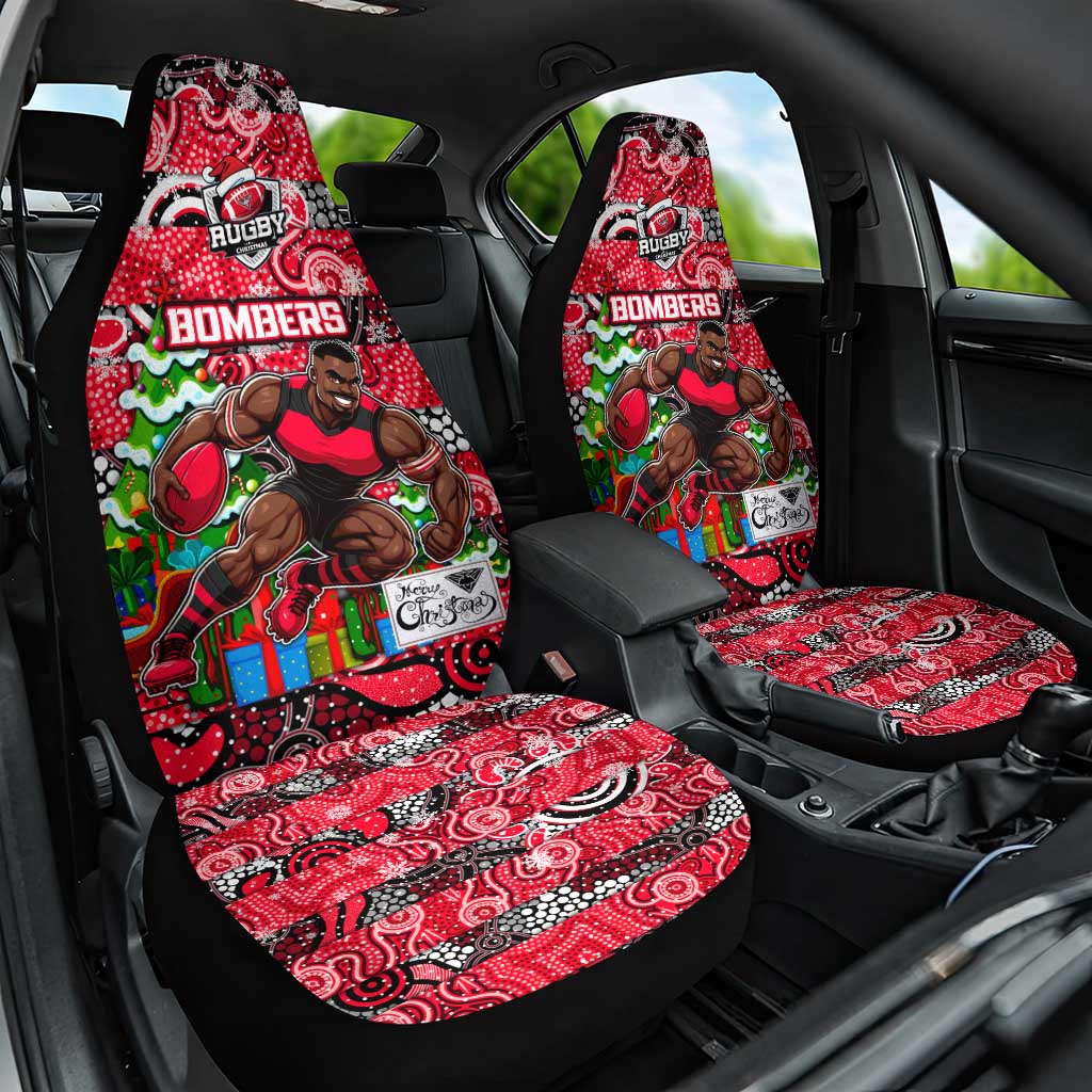 Bombers Football Merry Christmas Car Seat Cover Indigenous Australian Art