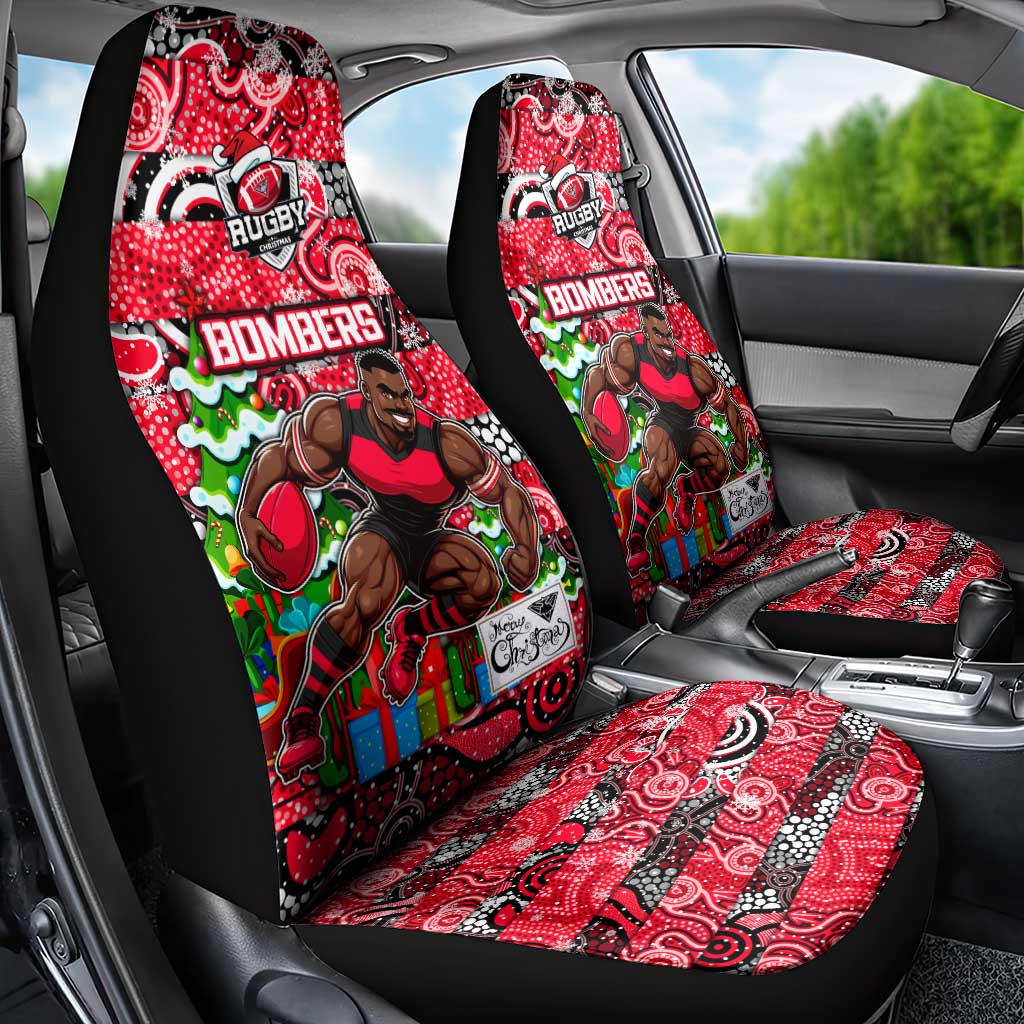 Bombers Football Merry Christmas Car Seat Cover Indigenous Australian Art