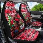 Bombers Football Merry Christmas Car Seat Cover Indigenous Australian Art