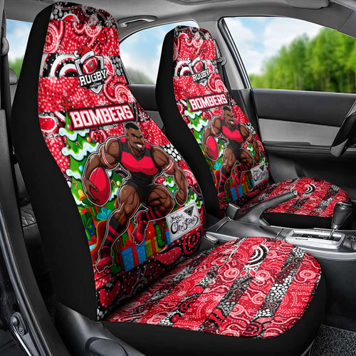 Bombers Football Merry Christmas Car Seat Cover Indigenous Australian Art