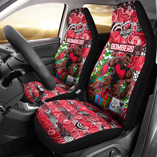 Bombers Football Merry Christmas Car Seat Cover Indigenous Australian Art