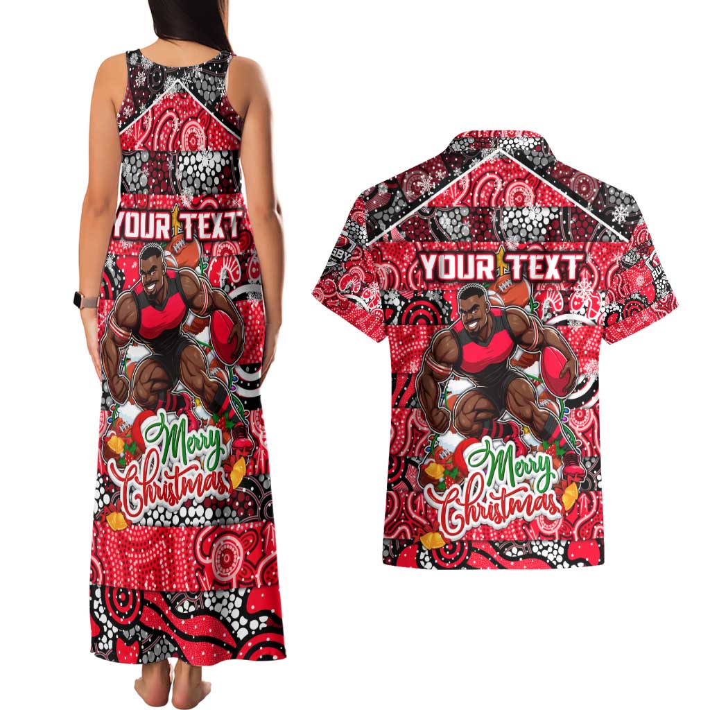 Custom Bombers Rugby Merry Christmas Couples Matching Tank Maxi Dress and Hawaiian Shirt Indigenous Australian Art