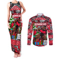 Custom Bombers Rugby Merry Christmas Couples Matching Tank Maxi Dress and Long Sleeve Button Shirt Indigenous Australian Art