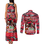 Custom Bombers Rugby Merry Christmas Couples Matching Tank Maxi Dress and Long Sleeve Button Shirt Indigenous Australian Art