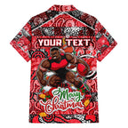 Custom Bombers Rugby Merry Christmas Family Matching Long Sleeve Bodycon Dress and Hawaiian Shirt Indigenous Australian Art