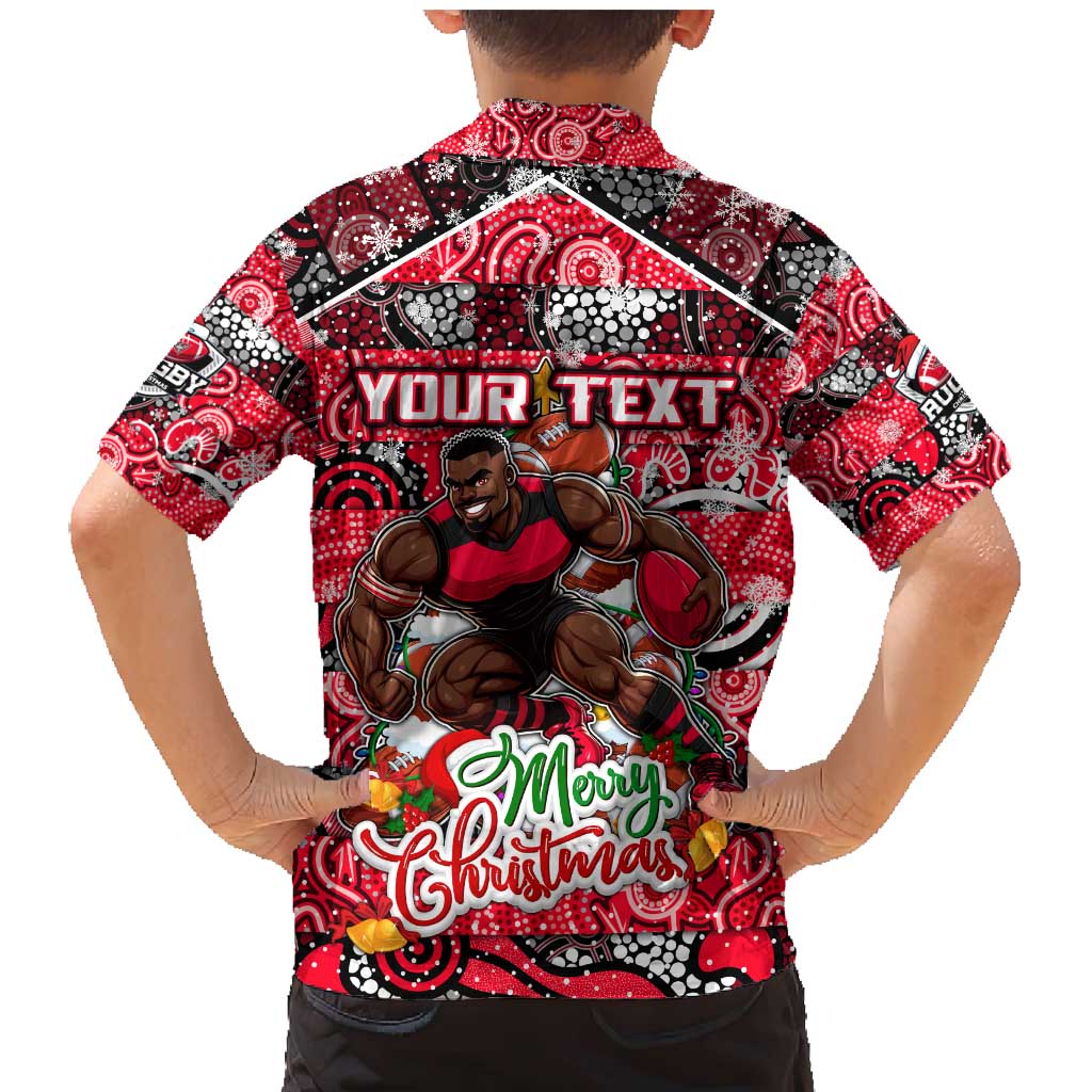 Custom Bombers Rugby Merry Christmas Family Matching Mermaid Dress and Hawaiian Shirt Indigenous Australian Art