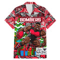 Custom Bombers Rugby Merry Christmas Family Matching Mermaid Dress and Hawaiian Shirt Indigenous Australian Art