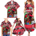 Custom Bombers Rugby Merry Christmas Family Matching Summer Maxi Dress and Hawaiian Shirt Indigenous Australian Art