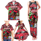Custom Bombers Rugby Merry Christmas Family Matching Tank Maxi Dress and Hawaiian Shirt Indigenous Australian Art