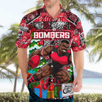Custom Bombers Rugby Merry Christmas Hawaiian Shirt Indigenous Australian Art